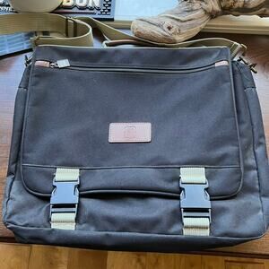 Union Pacific Laptop Messenger Bag. Black With Expansion Option Buckles /Zips